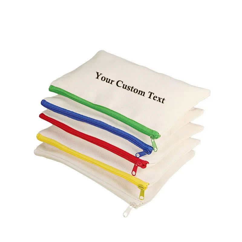 Blank Canvas Zipper Pouch — Multi-Color Zipper Makeup & Cosmetic Bag (Custom Logo Available)